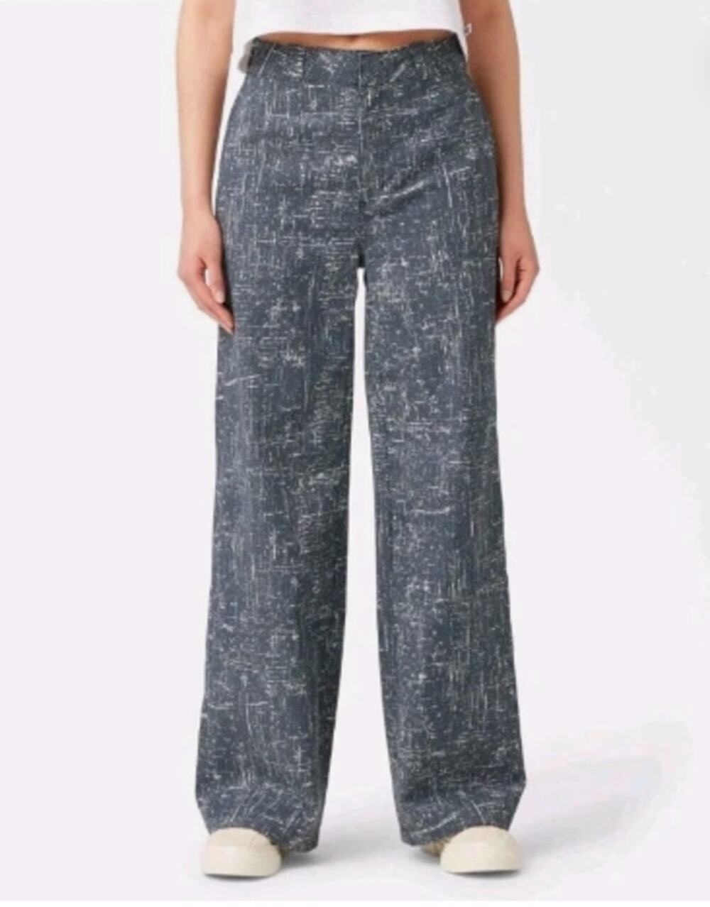 Dickies Women's Regular Fit Wide Leg Work Pants Navy Crosshatch Size 4R